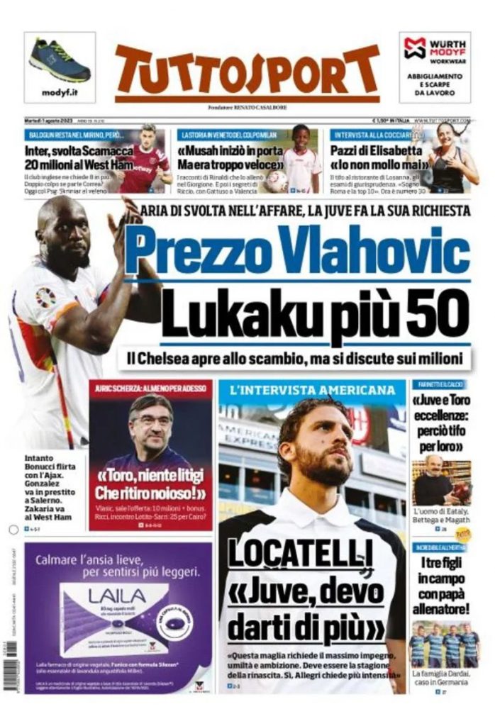 Rassegna stampa: prime pagine quotidiani sportivi - 1 agosto 2023 29 F2a88eUX0AAhoTi