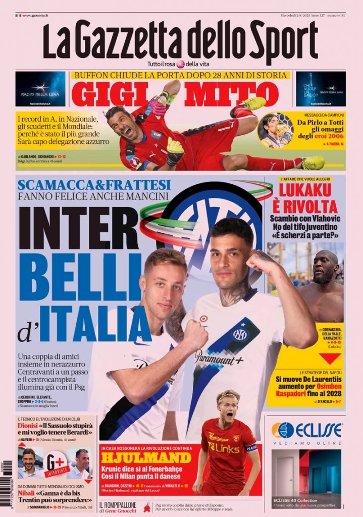 Rassegna stampa: prime pagine quotidiani sportivi - 2 agosto 2023 27 Gazza