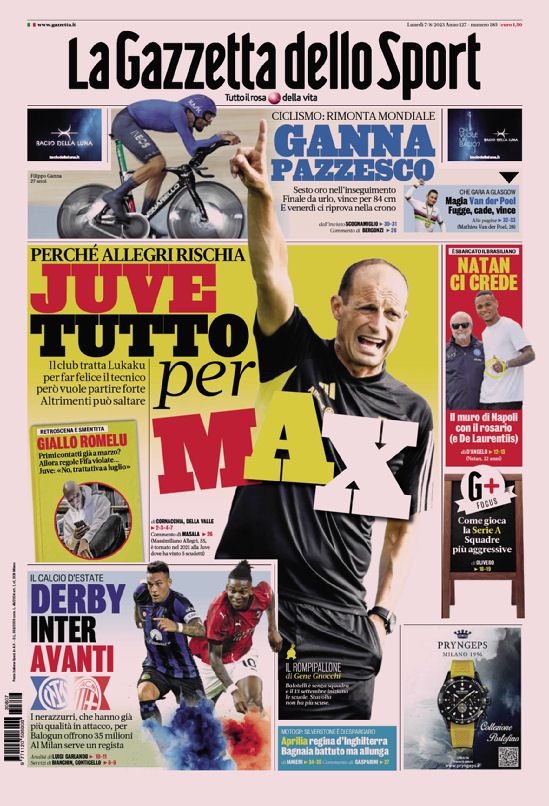 Rassegna stampa: prime pagine quotidiani sportivi - 7 agosto 2023 27 Gazza