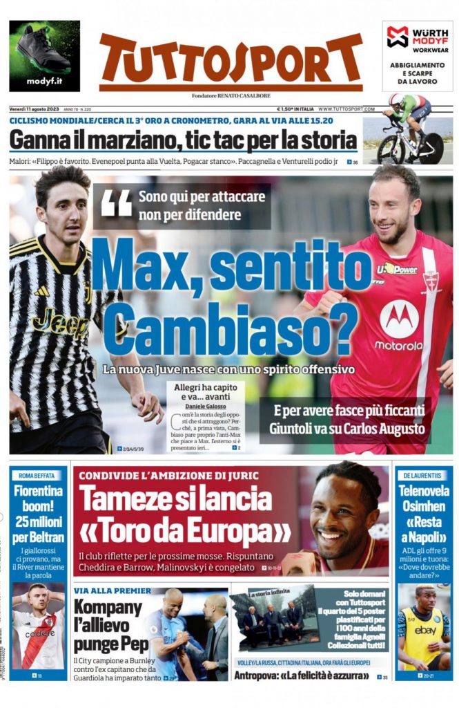 Rassegna stampa: prime pagine quotidiani sportivi - 11 agosto 2023 29 IMG 4926