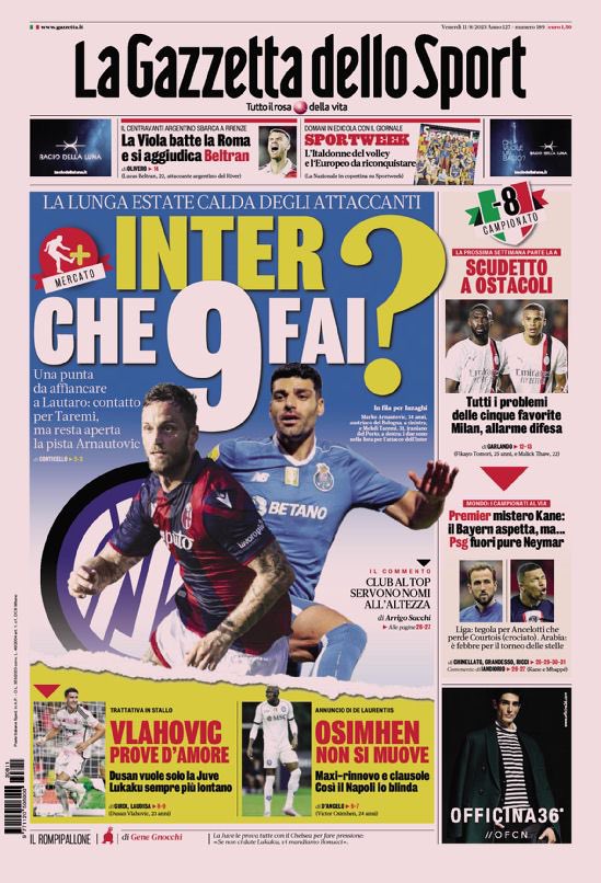 Rassegna stampa: prime pagine quotidiani sportivi - 11 agosto 2023 27 IMG 4930