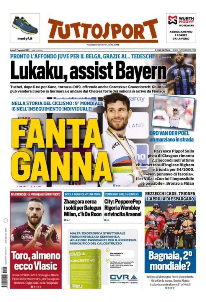 Rassegna stampa: prime pagine quotidiani sportivi - 7 agosto 2023 29 Tutta