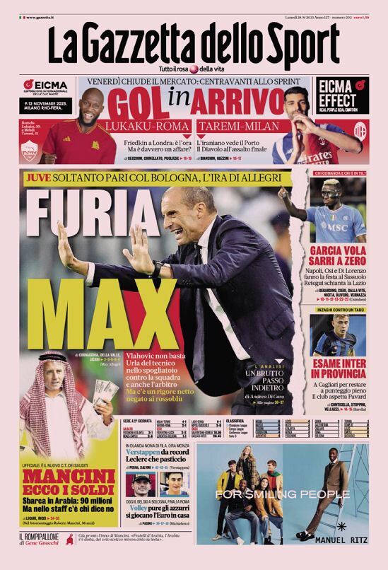 Rassegna stampa: prime pagine quotidiani sportivi - 28 agosto 2023 27 la gazzetta dello sport 005907327.webp 1