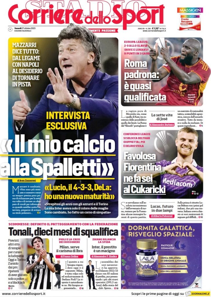 Rassegna stampa: prime pagine quotidiani sportivi - 27 ottobre 2023 28 WhatsApp Image 2023 10 27 at 07.02.47