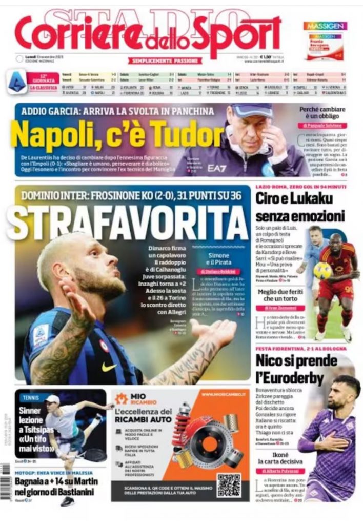 Rassegna stampa: prime pagine quotidiani sportivi - 13 novembre 2023 29 IMG 8080
