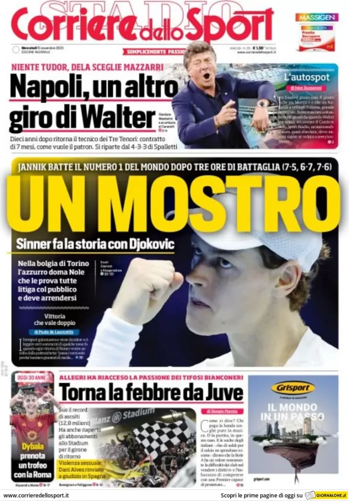 Rassegna stampa: prime pagine quotidiani sportivi - 15 novembre 2023 29 IMG 8114