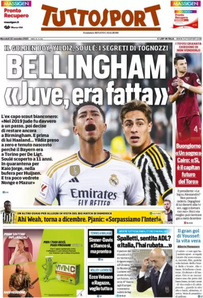 Rassegna stampa: prime pagine quotidiani sportivi - 22 novembre 2023 29 IMG 8228