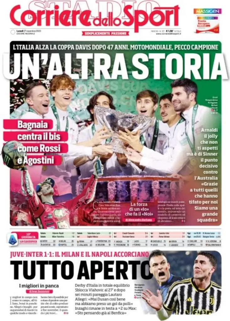 Rassegna stampa: prime pagine quotidiani sportivi - 27 novembre 2023 27 IMG 8335