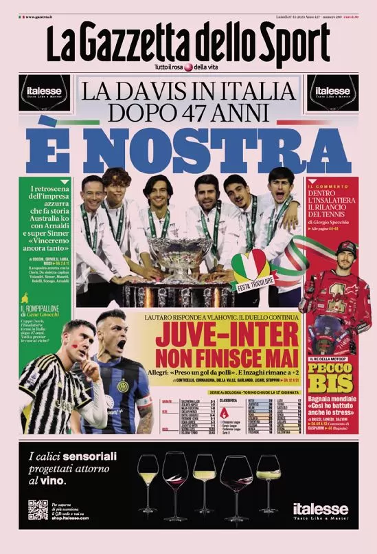 Rassegna stampa: prime pagine quotidiani sportivi - 27 novembre 2023 28 IMG 8336