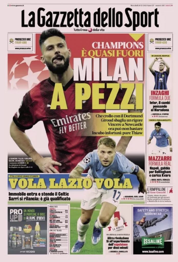 Rassegna stampa: prime pagine quotidiani sportivi - 29 novembre 2023 27 IMG 8385