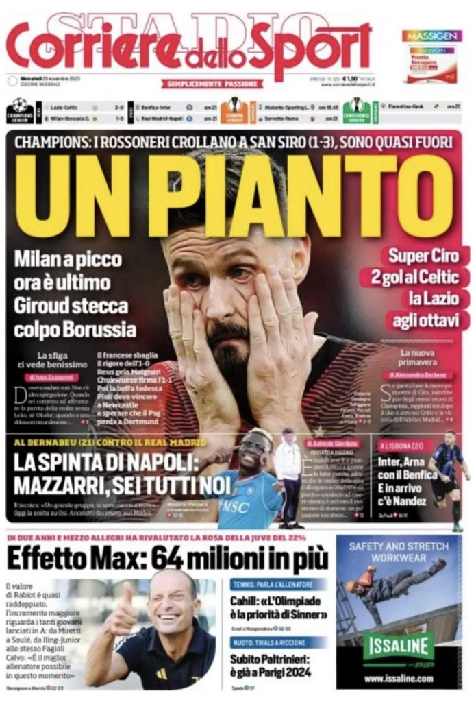 Rassegna stampa: prime pagine quotidiani sportivi - 29 novembre 2023 28 IMG 8386