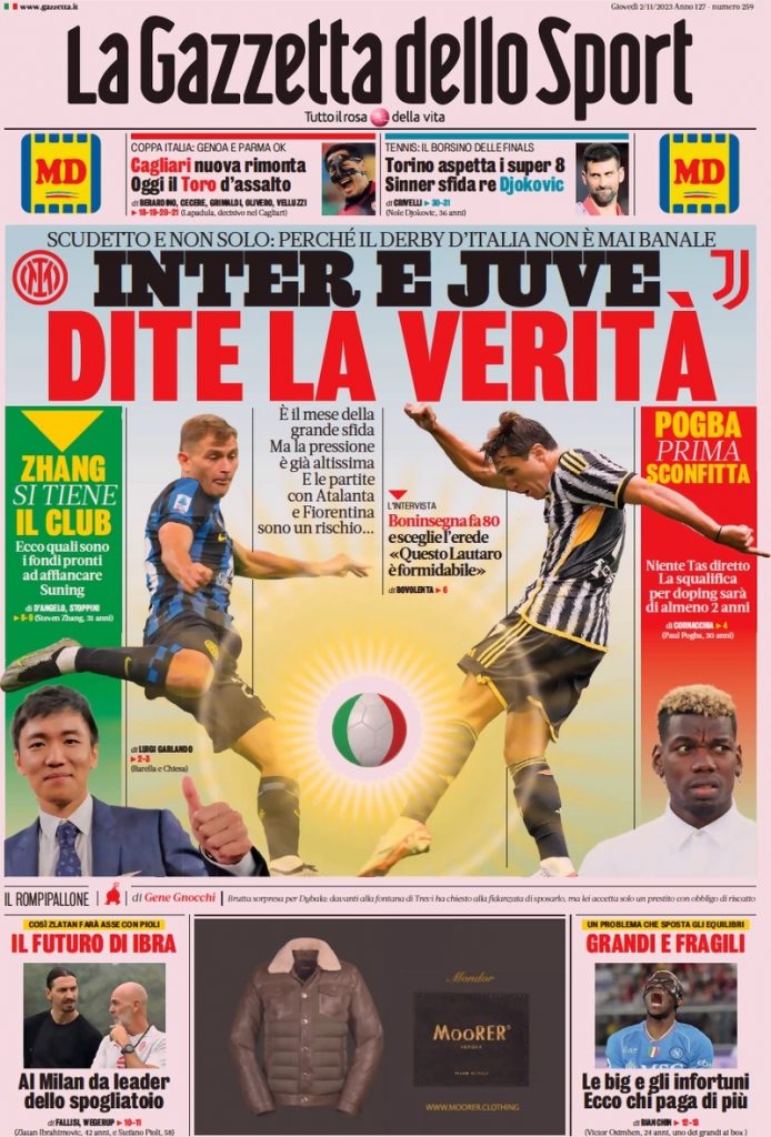 Rassegna stampa: prime pagine quotidiani sportivi - 2 novembre 2023 27 WhatsApp Image 2023 11 02 at 07.06.38