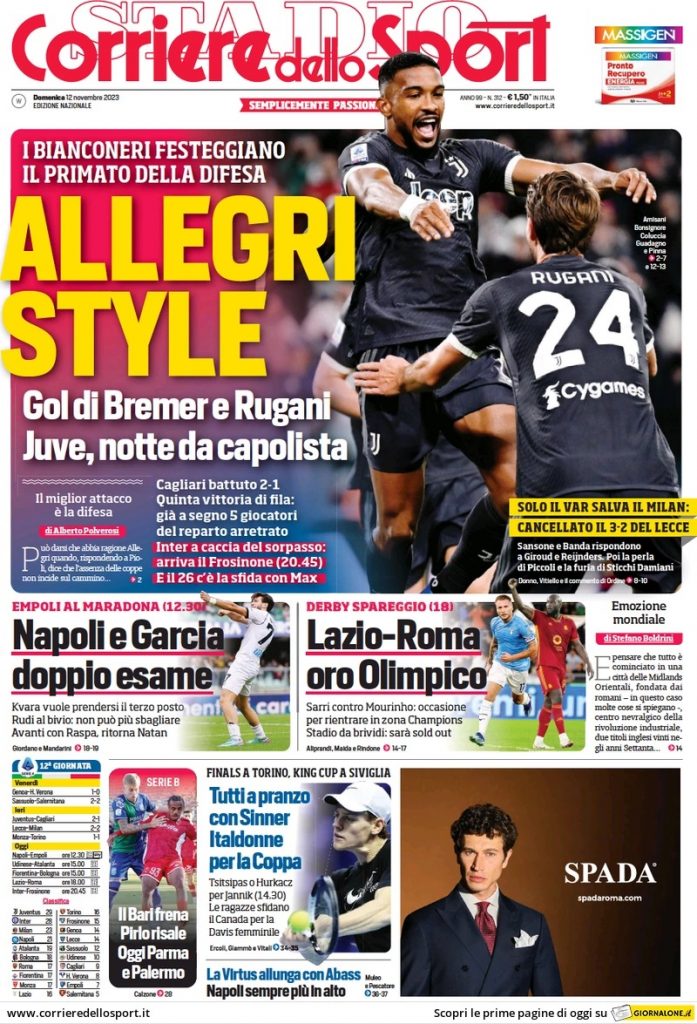 Rassegna stampa: prime pagine quotidiani sportivi - 12 novembre 2023 28 WhatsApp Image 2023 11 12 at 07.55.32