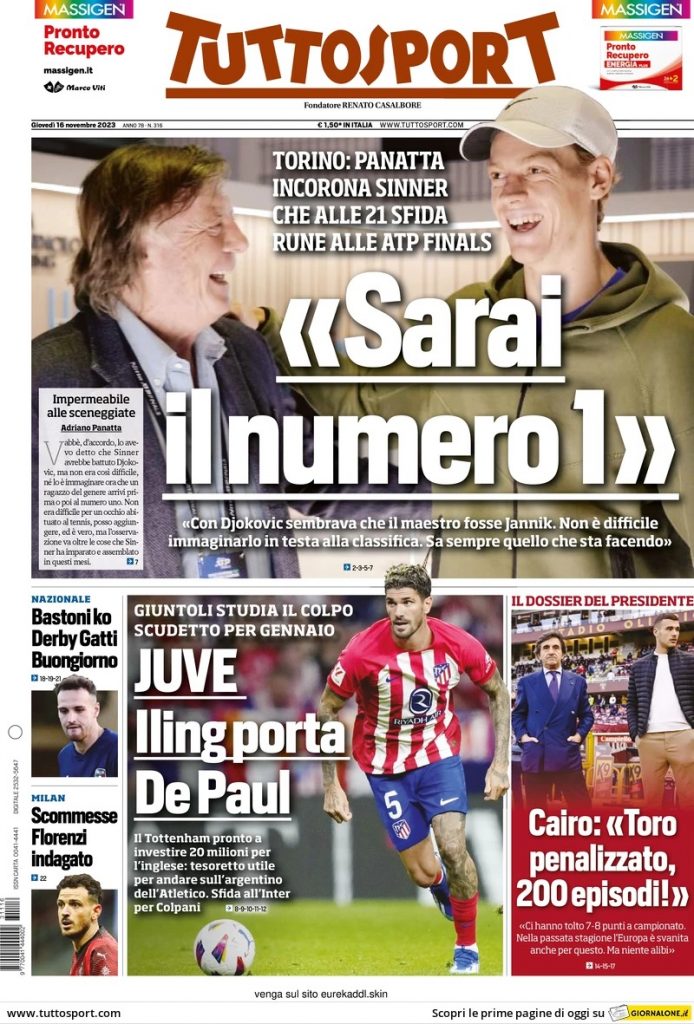 Rassegna stampa: prime pagine quotidiani sportivi - 16 novembre 2023 29 WhatsApp Image 2023 11 16 at 07.56.45