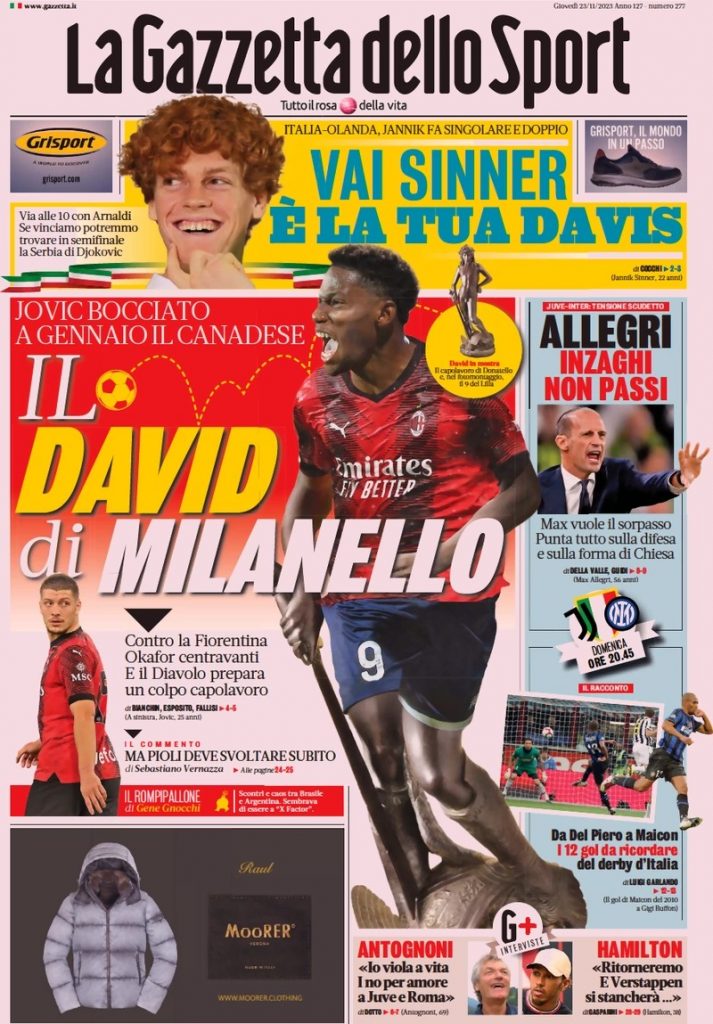 Rassegna stampa: prime pagine quotidiani sportivi - 23 novembre 2023 27 WhatsApp Image 2023 11 23 at 07.51.38