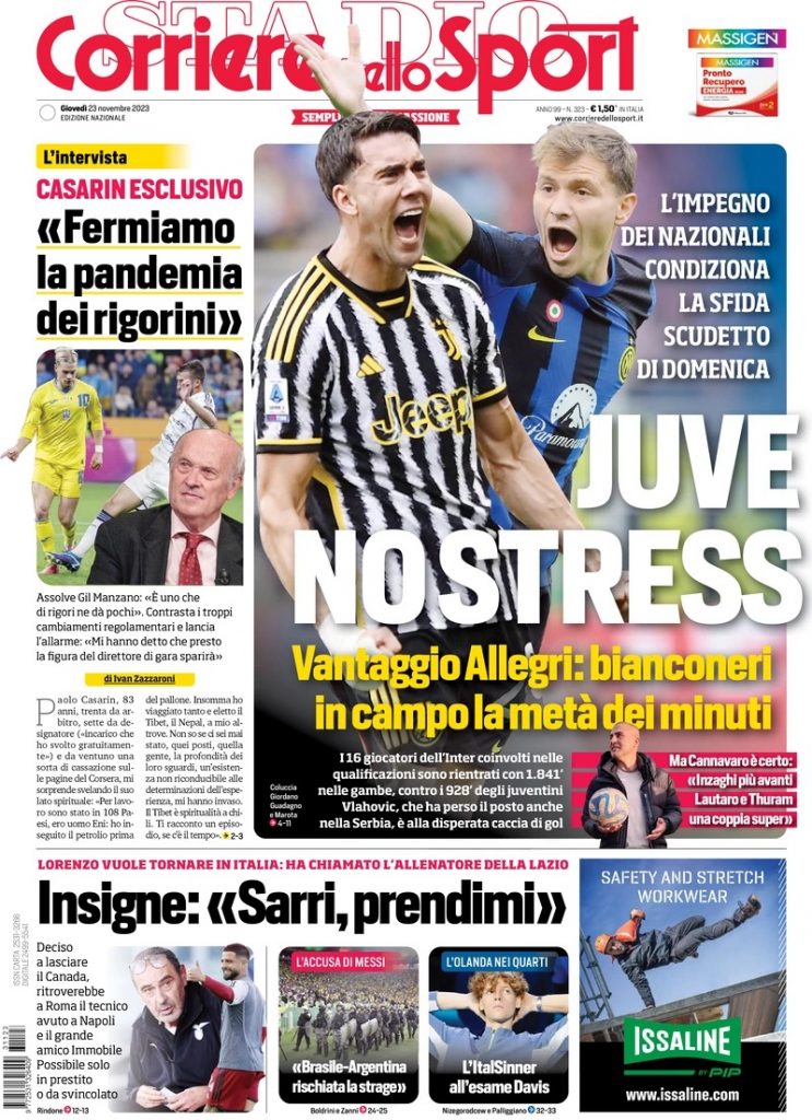 Rassegna stampa: prime pagine quotidiani sportivi - 23 novembre 2023 28 WhatsApp Image 2023 11 23 at 07.52.02