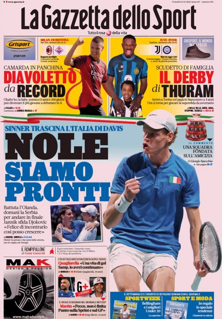 Rassegna stampa: prime pagine quotidiani sportivi - 24 novembre 2023 27 WhatsApp Image 2023 11 24 at 07.56.38