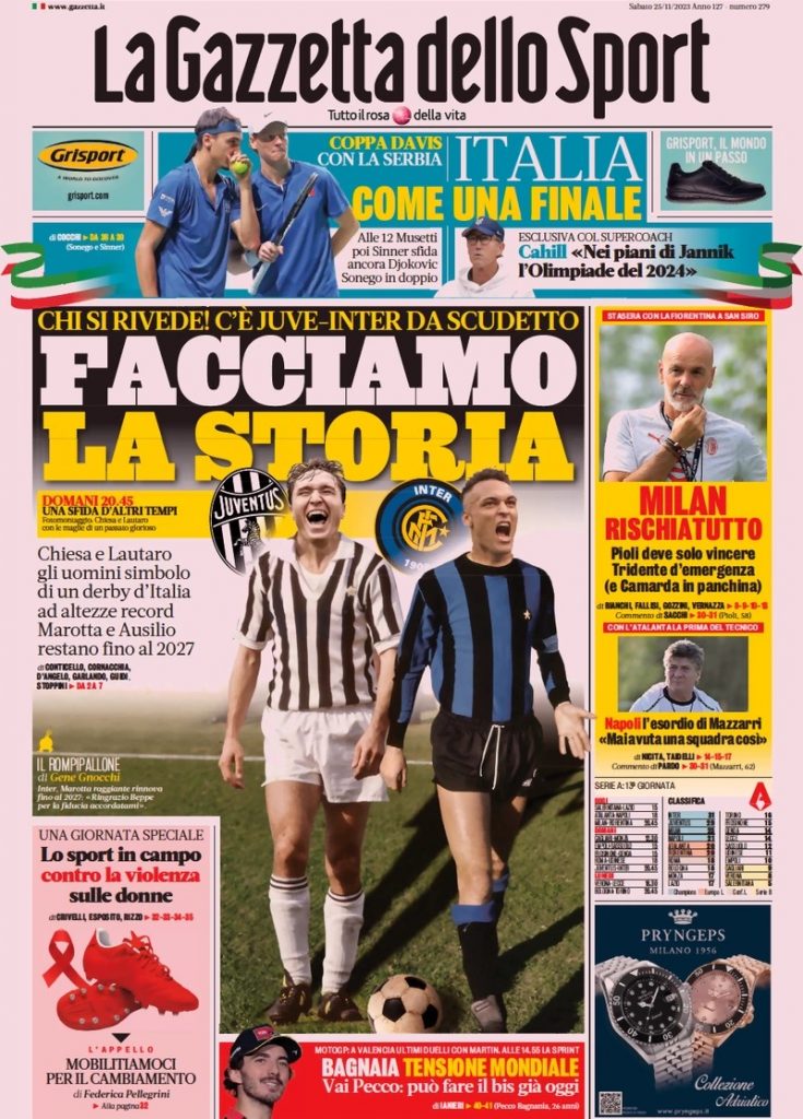 Rassegna stampa: prime pagine quotidiani sportivi - 25 novembre 2023 27 WhatsApp Image 2023 11 25 at 07.56.53