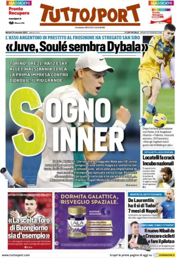 Rassegna stampa: prime pagine quotidiani sportivi - 14 novembre 2023 29 tuttosport 001713989