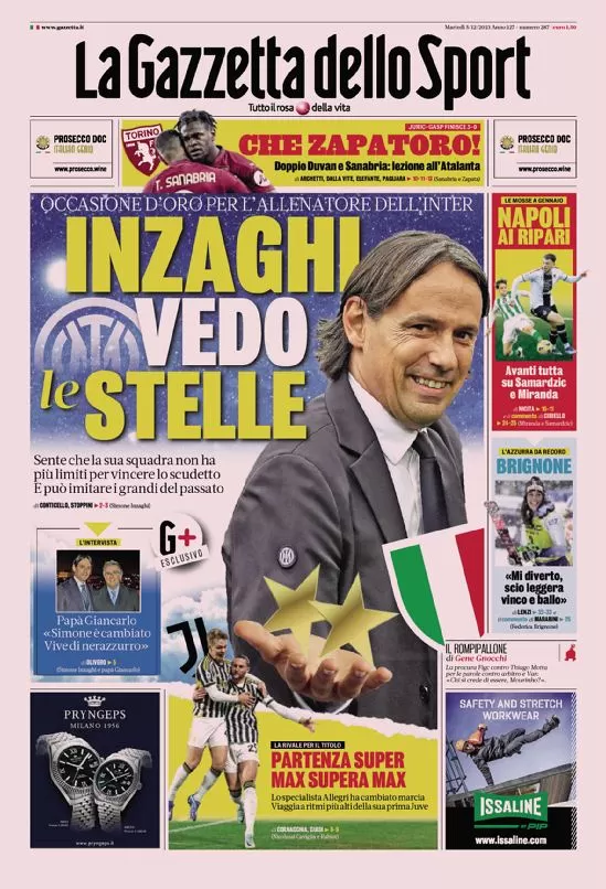 Rassegna stampa: prime pagine quotidiani sportivi - 5 dicembre 2023 27 IMG 8756