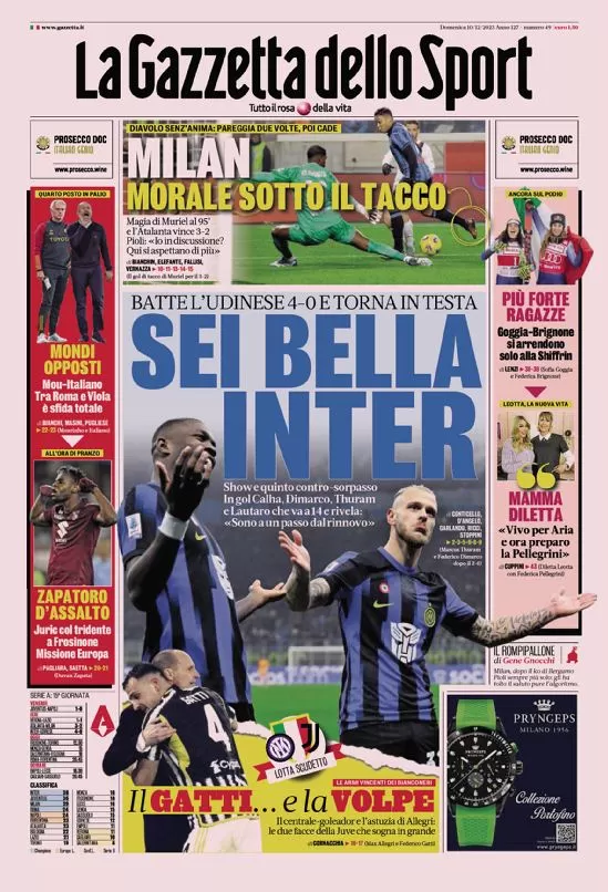 Rassegna stampa: prime pagine quotidiani sportivi - 10 dicembre 2023 27 IMG 9071