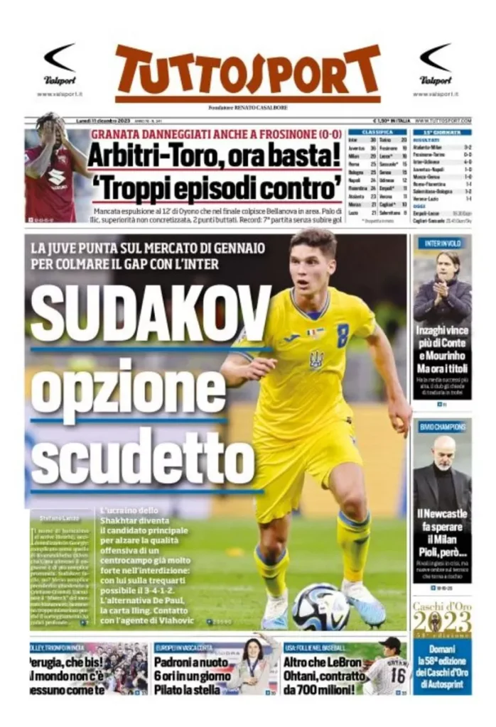 Rassegna stampa: prime pagine quotidiani sportivi - 11 dicembre 2023 29 IMG 9113
