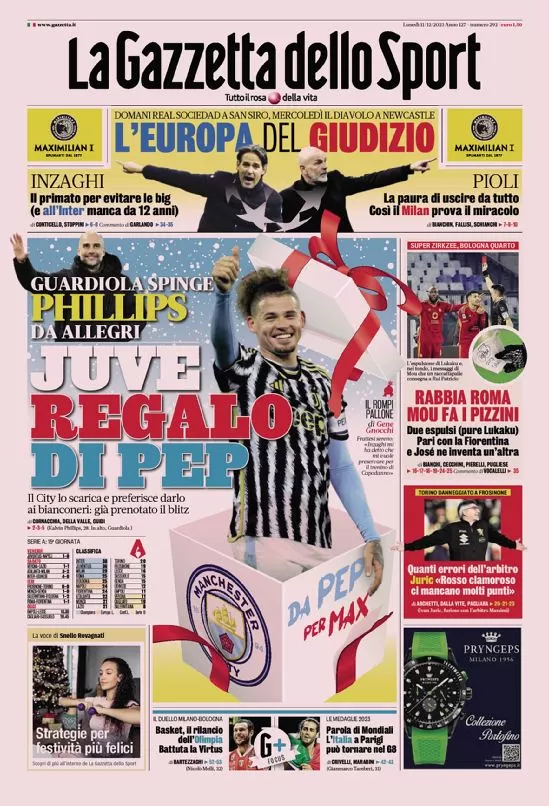 Rassegna stampa: prime pagine quotidiani sportivi - 11 dicembre 2023 27 IMG 9115