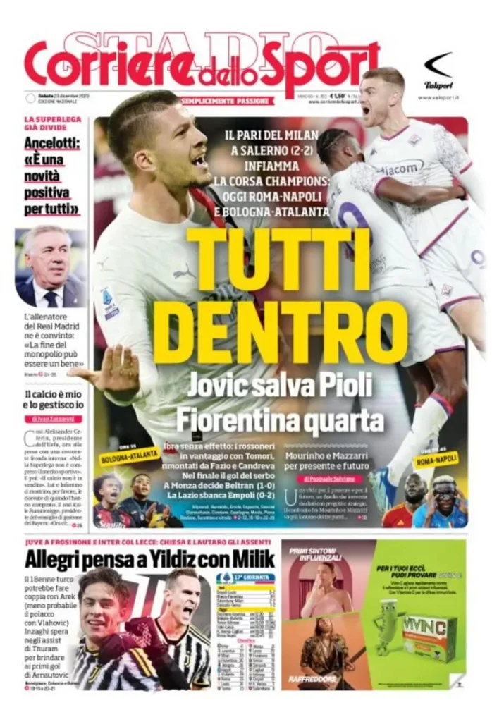Rassegna stampa: prime pagine quotidiani sportivi - 23 dicembre 2023 27 IMG 9605
