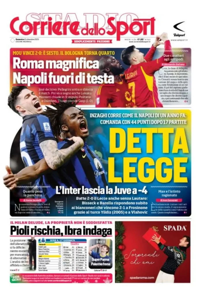 Rassegna stampa: prime pagine quotidiani sportivi - 24 dicembre 2023 28 IMG 9686