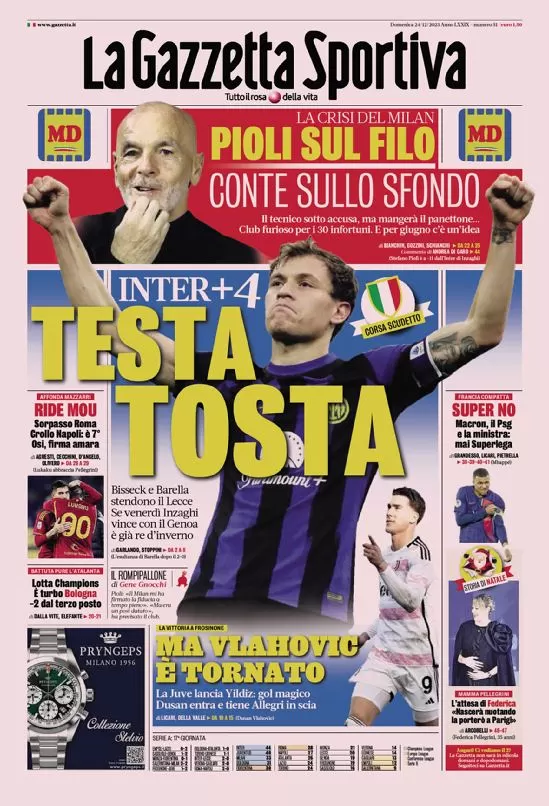 Rassegna stampa: prime pagine quotidiani sportivi - 24 dicembre 2023 27 IMG 9687