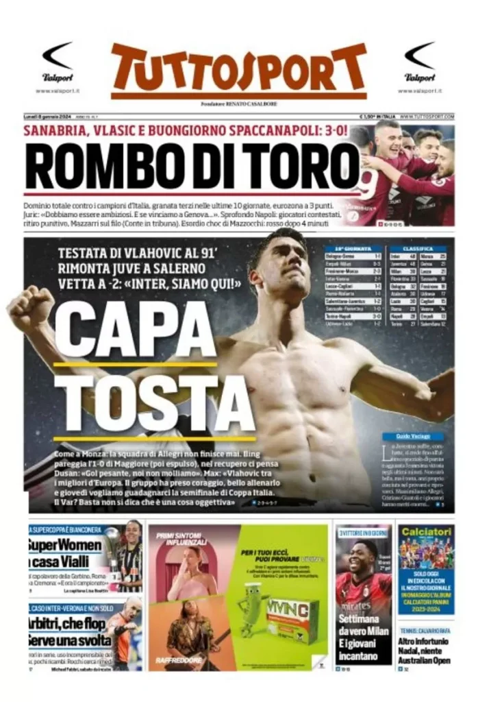 Rassegna stampa: prime pagine quotidiani sportivi - 8 gennaio 2024 29 IMG 0294