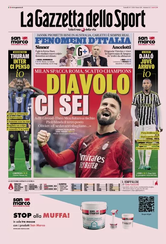 Rassegna stampa: prime pagine quotidiani sportivi - 15 gennaio 2024 27 IMG 0506