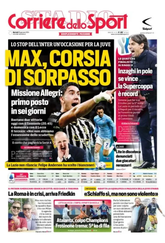 Rassegna stampa: prime pagine quotidiani sportivi - 16 gennaio 2024 28 IMG 0554