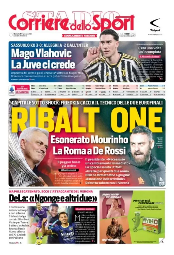 Rassegna stampa: prime pagine quotidiani sportivi - 17 gennaio 2024 28 IMG 0605