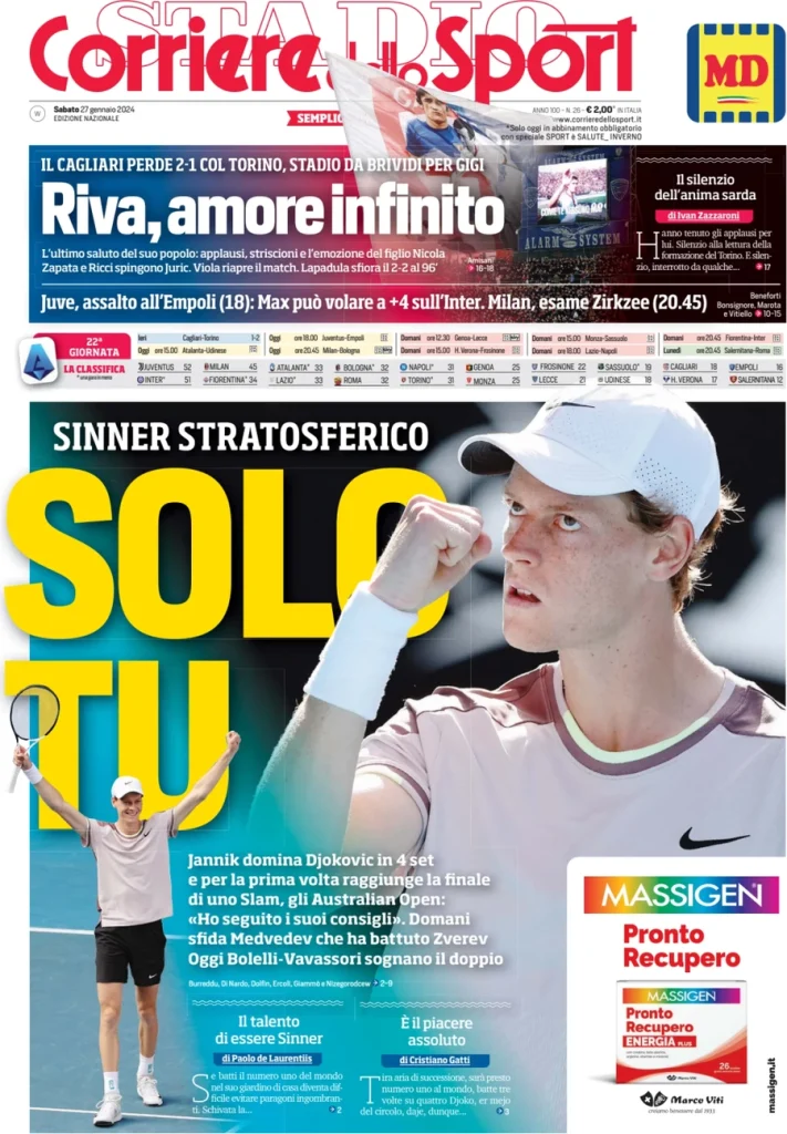 Rassegna stampa: prime pagine quotidiani sportivi - 27 gennaio 2024 28 IMG 1003