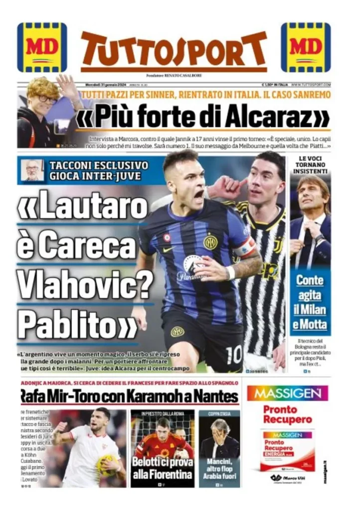 Rassegna stampa: prime pagine quotidiani sportivi - 31 gennaio 2024 4 IMG 1205