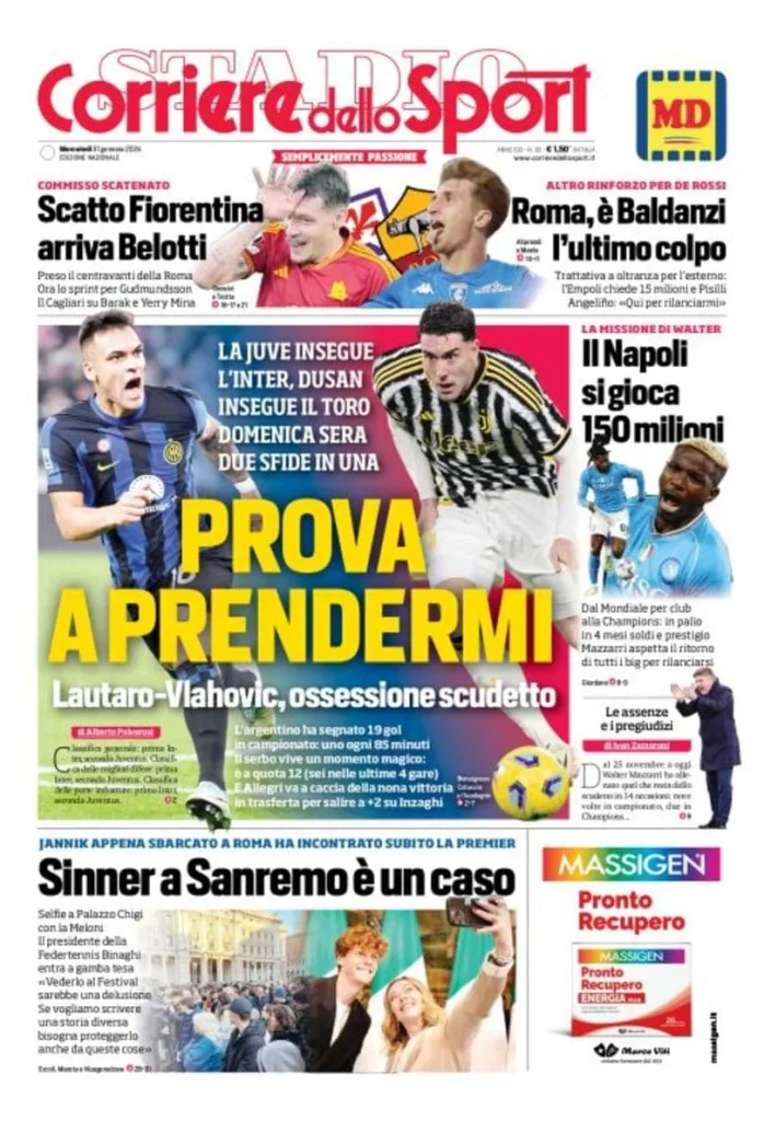 Rassegna stampa: prime pagine quotidiani sportivi - 31 gennaio 2024 3 IMG 1206