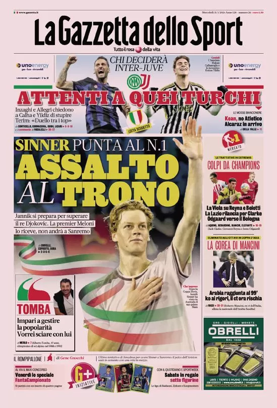 Rassegna stampa: prime pagine quotidiani sportivi - 31 gennaio 2024 2 IMG 1207
