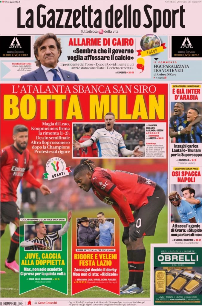 Rassegna stampa: prime pagine quotidiani sportivi - 11 gennaio 2024 27 WhatsApp Image 2024 01 11 at 07.54.38