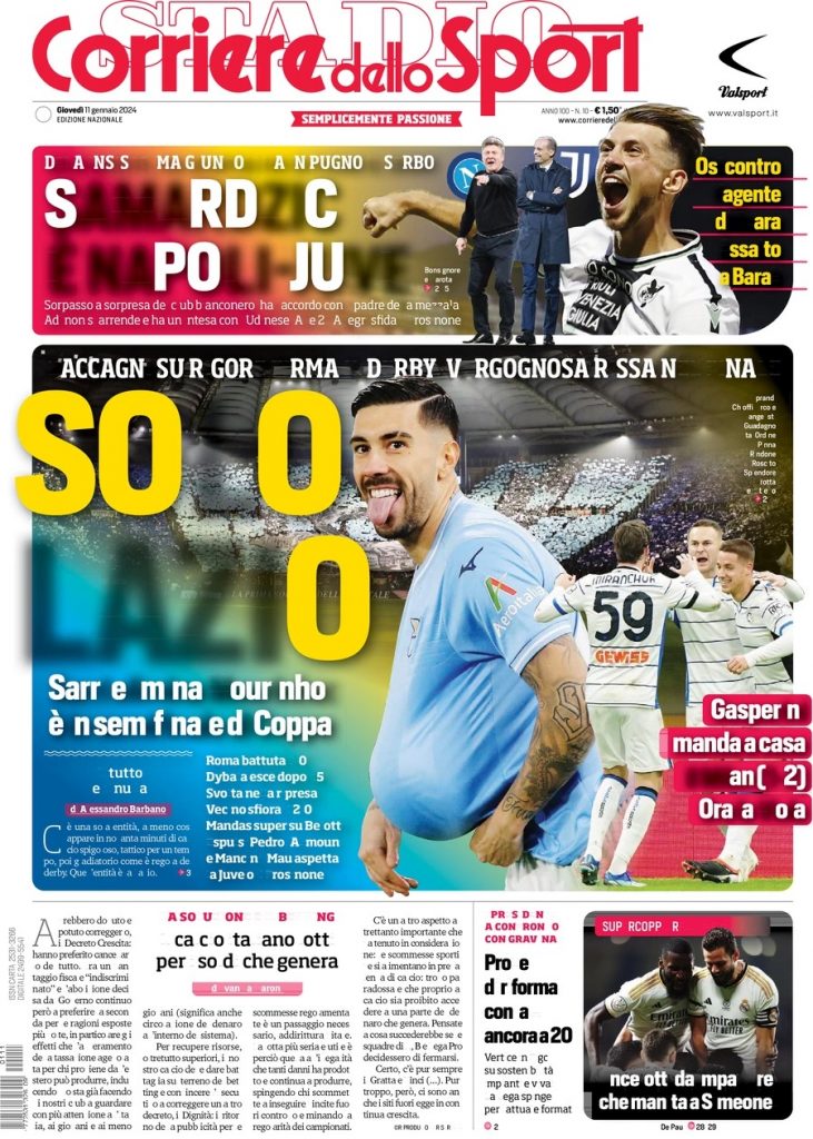 Rassegna stampa: prime pagine quotidiani sportivi - 11 gennaio 2024 28 WhatsApp Image 2024 01 11 at 07.54.56