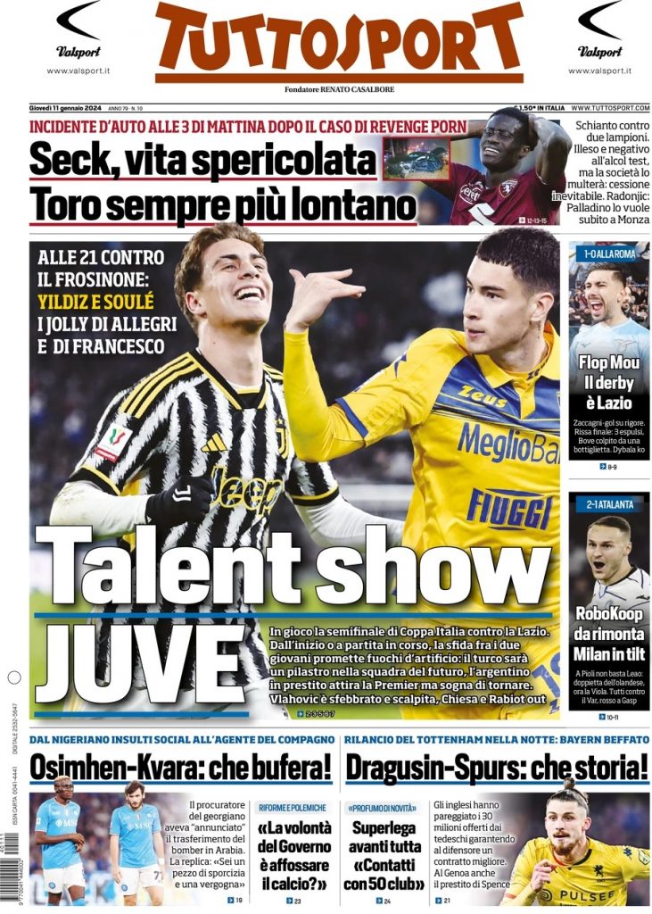 Rassegna stampa: prime pagine quotidiani sportivi - 11 gennaio 2024 29 WhatsApp Image 2024 01 11 at 07.55.09