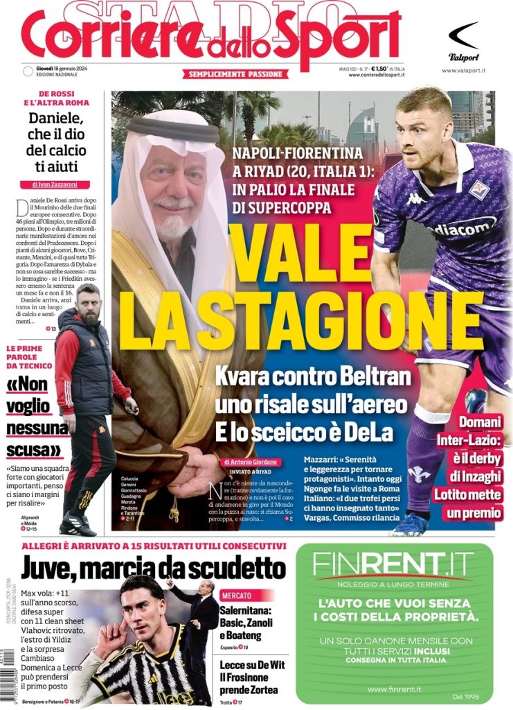 Rassegna stampa: prime pagine quotidiani sportivi - 18 gennaio 2024 28 WhatsApp Image 2024 01 18 at 07.55.07