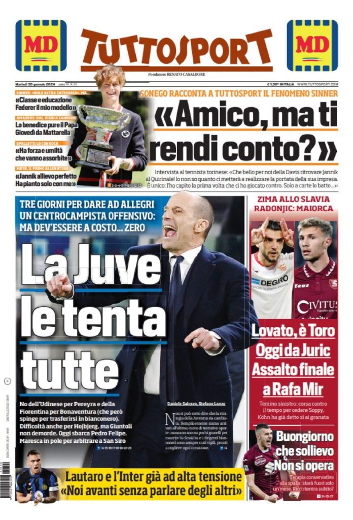 Rassegna stampa: prime pagine quotidiani sportivi - 30 gennaio 2024 4 WhatsApp Image 2024 01 30 at 07.58.23