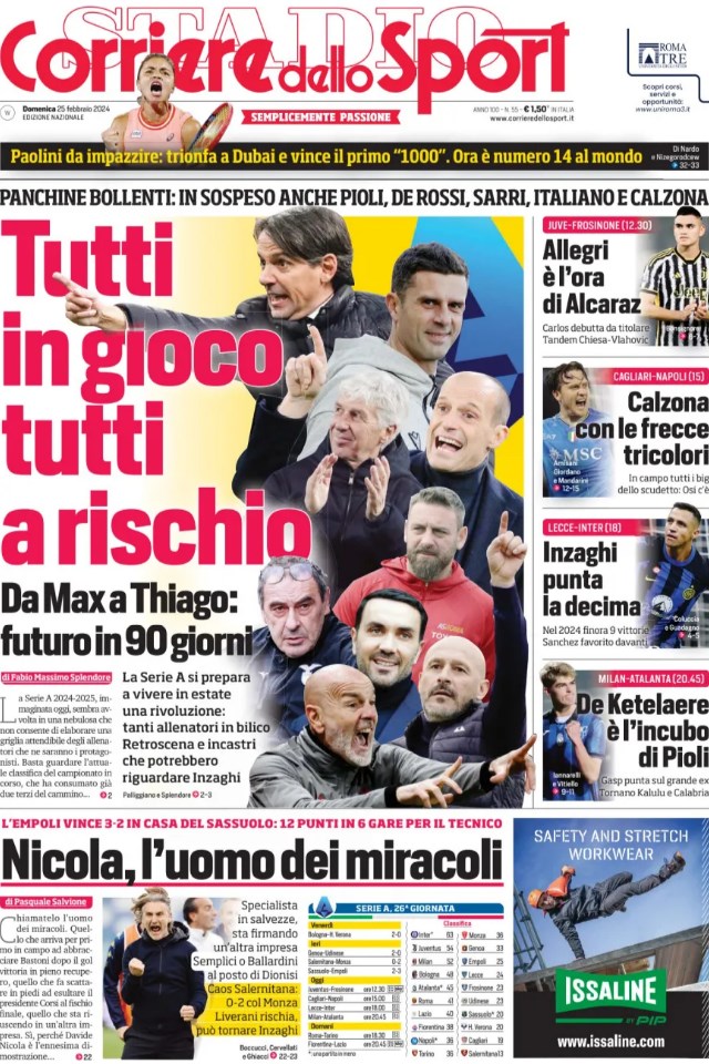 Rassegna stampa: prime pagine quotidiani sportivi - 25 febbraio 2024 27 IMG 1695