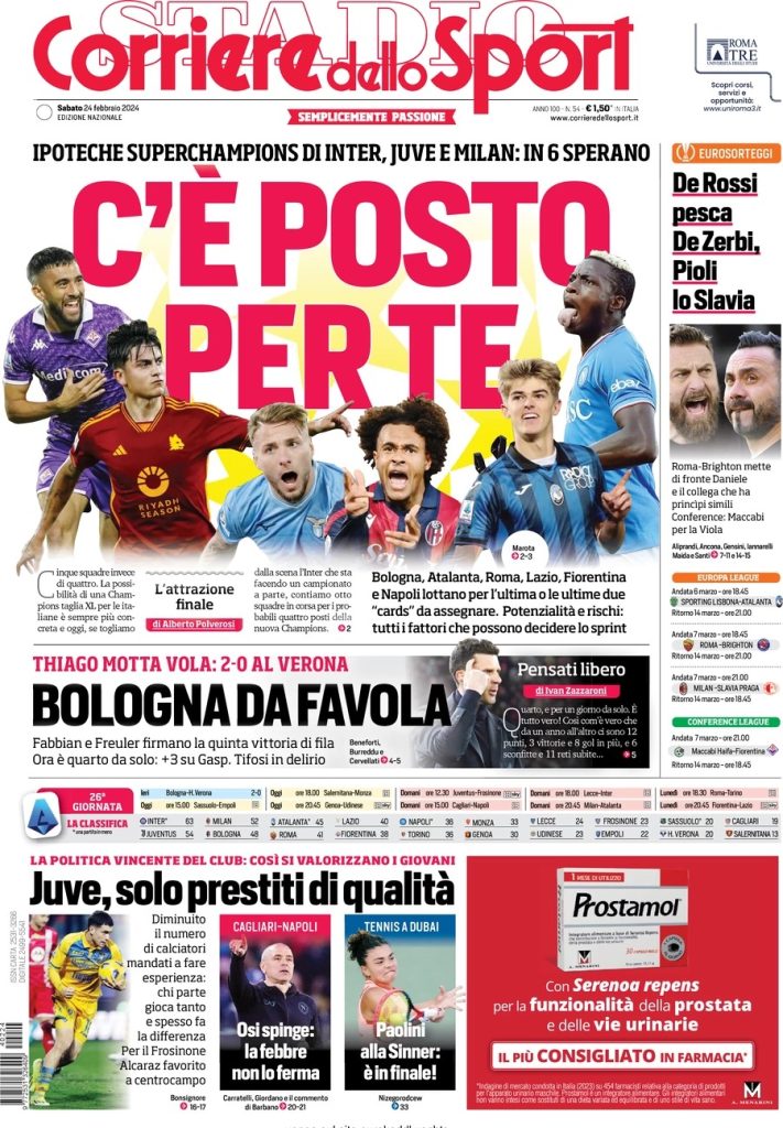 Rassegna stampa: prime pagine quotidiani sportivi - 24 febbraio 2024 28 WhatsApp Image 2024 02 24 at 07.55.15
