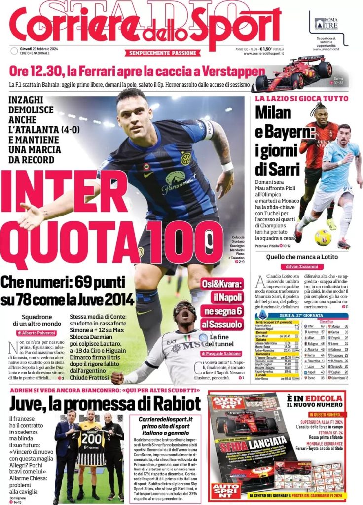 Rassegna stampa: prime pagine quotidiani sportivi - 29 febbraio 2024 28 WhatsApp Image 2024 02 29 at 07.54.15