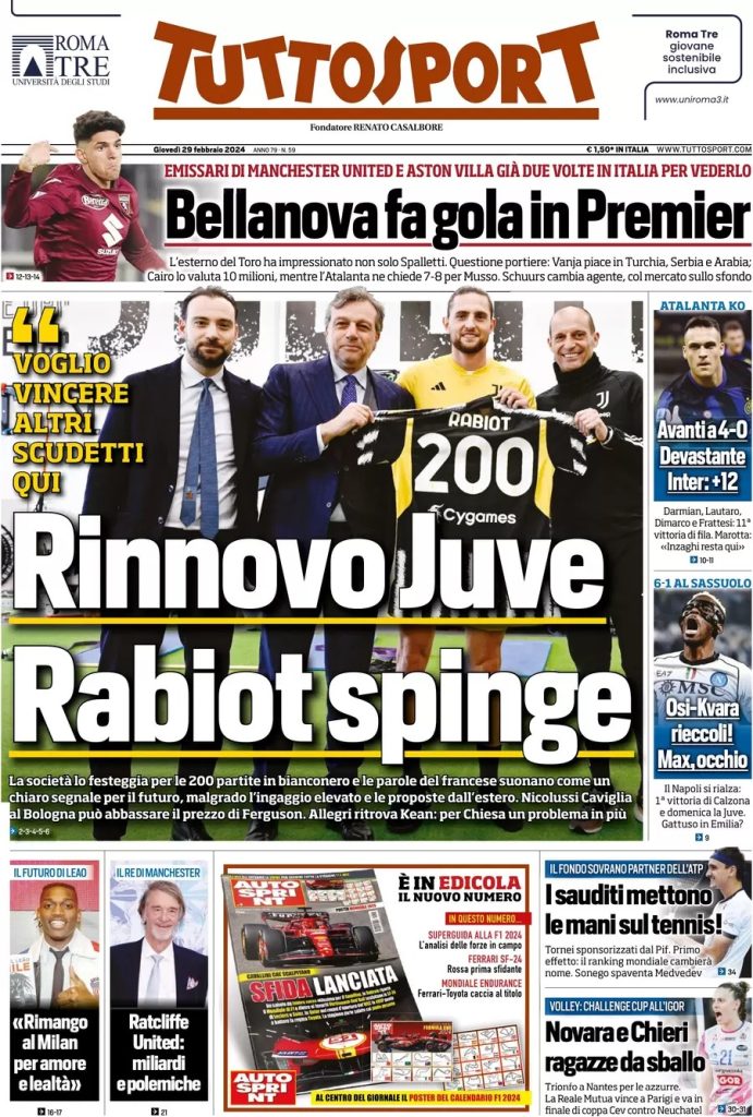 Rassegna stampa: prime pagine quotidiani sportivi - 29 febbraio 2024 29 WhatsApp Image 2024 02 29 at 07.54.39