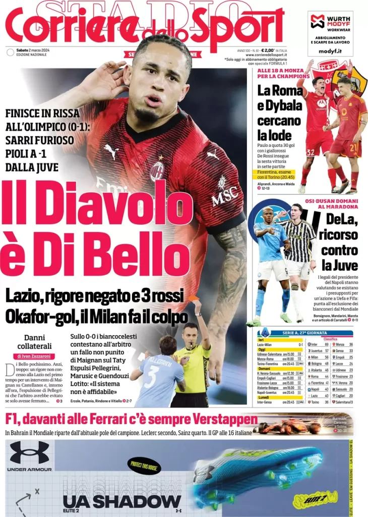 Rassegna stampa: prime pagine quotidiani sportivi - 2 marzo 2024 28 IMG 1818