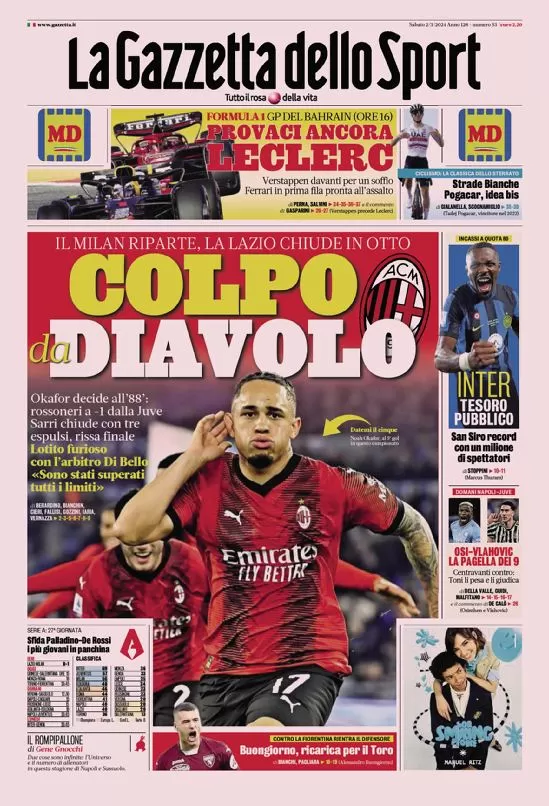 Rassegna stampa: prime pagine quotidiani sportivi - 2 marzo 2024 27 IMG 1819