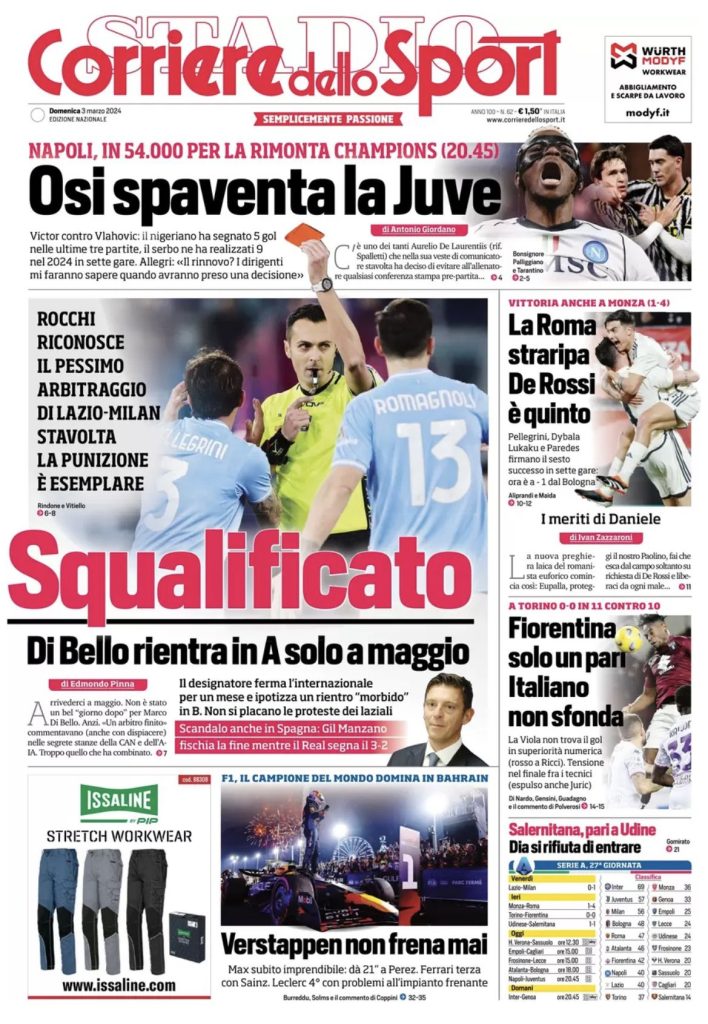 Rassegna stampa: prime pagine quotidiani sportivi - 3 marzo 2024 28 IMG 1841